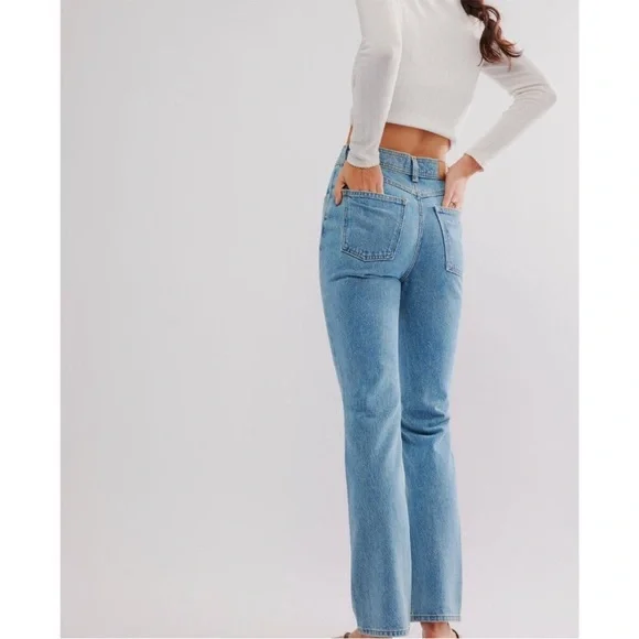 Free People We The Free Xena Slim Straight Jeans Size 29 Union Blue Boho Denim